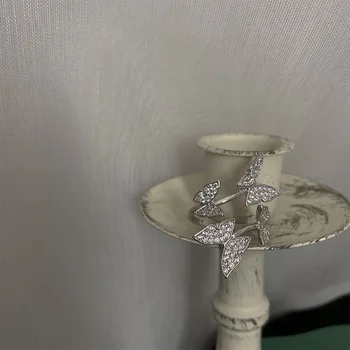 Original Håndlavet Mikro-indlagt Zircon Butterfly Element Ring lys luksus 925 Sterling Sølv Sarte Pige Indeks Åbner Ring 19052