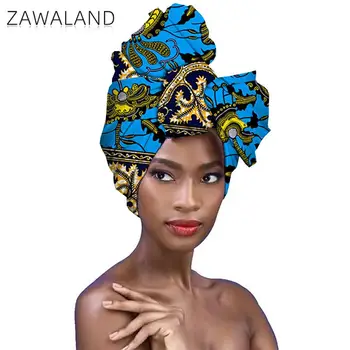Zawaland Afrikansk Stil Bue Kvinder Hovedet Tørklæder Mode Trykt Turban Hår Tilbehør Geometrisk Mønster Knyttede Turban Wrap 19190