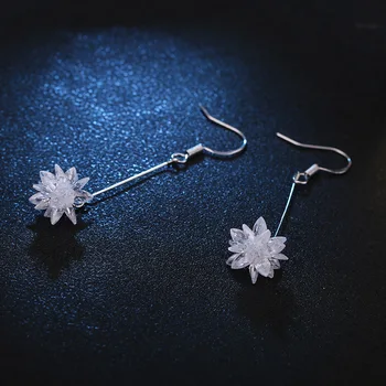 6 Stil, Mode Snow Ice Flower CZ Crystal Zircon Dingle Øreringe til Kvinder lang kvast øreringe Smykker Gaver Engros 2097