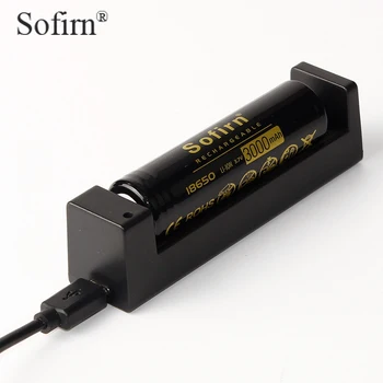 Sofirn 1 stk 18650 3000mah Genopladeligt Batteri + 1 stk USB-Oplader til 18650 14500 10400 16340 26650 Single-slot Opladere Sæt 23974