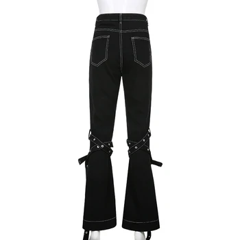 Weekeep Sort Harajuku Jeans Y2K Æstetiske Vintage Bånd Streetwear Denim Bukser med Høj Talje Flare Pants koreanske Slanke Buks Ny 2661