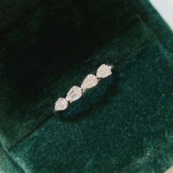 Aazuo Orignal 18K Hvide Guld, Ægte Diamanter 0.15 ct-Mode Dejlige Vand, Drop Linje Ring for en Kvinde Fashion Gave Fødselsdag 2680