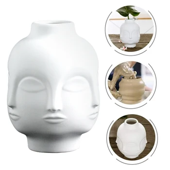 Moderne Plantageejer Vase Keramisk Bordplade Plante urtepotte, Skål Vase med Face / Læber Mønster Home Decor Vase til stuen 3102