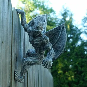 Angel Wings 15cm Harpiks Retro Gargoyle Ghost Bat Monster Statue Dekoration Kreative Vindue Dekoration Hjemme i Haven Dekoration 369