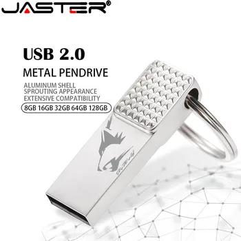JASTER metal memoria usb-flash-drev 32GB pendrive 64GB vandtæt pen drive 16GB, 8GB flash usb 2.0 usb-stick-tasten Brugerdefinerede logo 3802