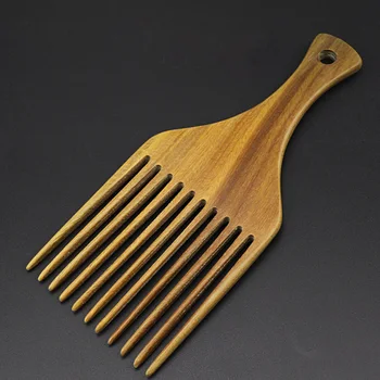 Naturlige Afro African American Vælge Kam Brush Frisør Værktøj til glat Hår Olie Hoved Frisure Sandeltræ Salon Brug 3955