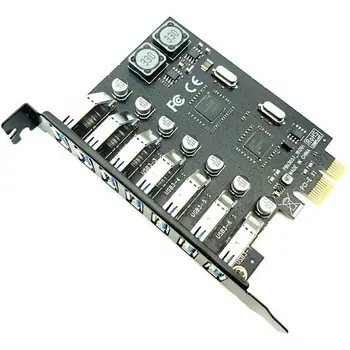 USB 3.0-PCI-E Expansion Card Adapter 7 Porte USB 3.0 Hub Adapter Eksterne Controller PCI-E Extender PCI Express-Kort til Desktop