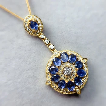 ZCHS1 blå safir ædelsten halskæde til kvinder skinnende sølv fine smykker certificerede natural safir sølv gyldne 4161