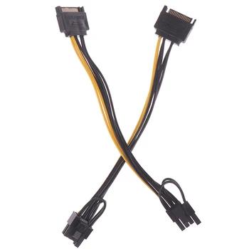 15 bens SATA han Til 8pin(6+2) PCI-E Power Supply Kabel-20cm SATA-Kabel 15-pin Til 8 Pin Kabel Ledning Til grafikkort 4605