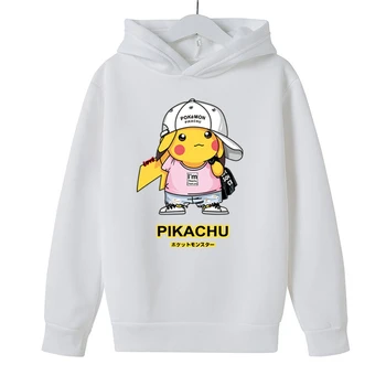 2021 Varme Sælge Pokemon Tøj udskrivning af Bomuld Børn Casual hoodie Pikachu efteråret Blød Børn Drenge Børn Tegnefilm Top 475