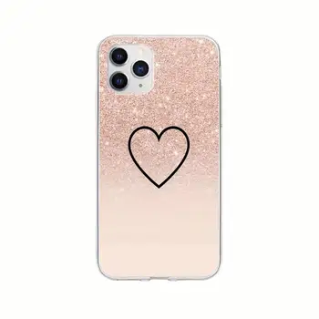 Hot Selling Guld Steg Kærlighed Hjerte Gennemsigtig Phone Case For Iphone 12 11 Pro Xs Antal 6s 7 8 Plus Xs-Xr-X 5s Se 2020 Klart Dække 549