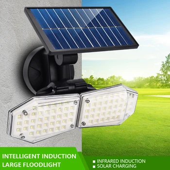 Solar væglampe Gade Lampe Motion Sensor Indbygget i Lang batterilevetid Offentlig Drevet Sollys Vandtæt LED Pærer 120 Grader 55593