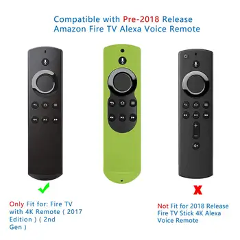 Anti-Slip Stødsikkert Remote Silikone Case Cover til Amazon Fire-TV med 4K-Alexa Stemme Fjernbetjening (2017 Edition) (2nd Gen) Pind 5709