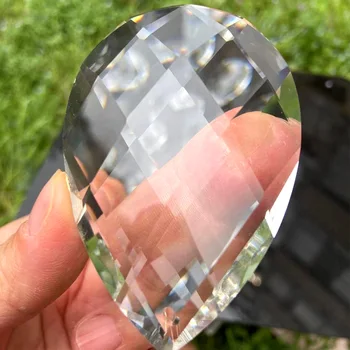 80 mm Klart Glas Kunst Lysekrone Krystal Prisme Lampe Del Hængende Ornament DIY Suncatcher Facetteret Dråbeformet Vedhæng 577