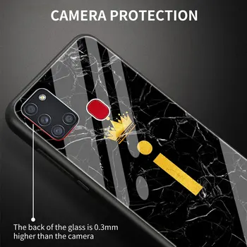 Hærdet Glas Tilfældet For Samsung Galaxy A51 A71 A50 A70 A31 A21s A30 A12 M31 A02S Luksus Telefonen Dække Funda Navn LetterGold Marmor