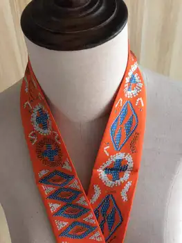 2021 nye ankomst mode hoved bandet orange silke tørklæde 105*6 cm lang sjal twill-bælte rem til kvinder, pige, dame 58954