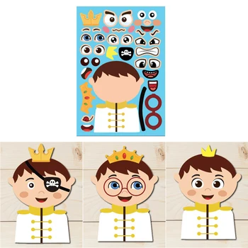 Børn børn DIY Klistermærker Sjove Erhverv Puzzle Spil Tegnefilm Make-a-Face Piger Drenge Baby Anerkendelse Uddannelse Uddannelse Toy 59151