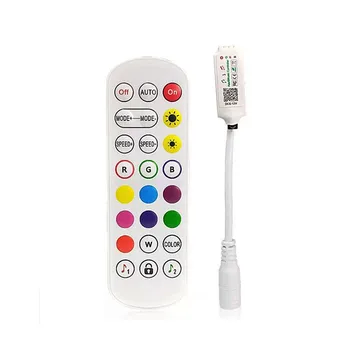 Bluetooth Mini-RGB LED Strip Controller dc 5 v DC12V Musik Voice / 24key IR-Fjernbetjening For 5050 2835 RGB LED Strip Light 6013