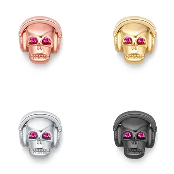 Skull Hoved Høj Kvalitet Messing Cubic Zirconia DIY Smykker, Armbånd, Perler, Smykker at Gøre Tilbehør Stik Hul Hovedtelefoner