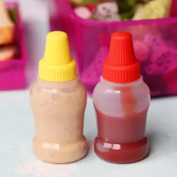 2 stk/Sæt 25ML Mini Bærbare Tomat Ketchup Flaske Små Sauce Container Salat Dressing Container Pantry Beholdere Bento Box 61205