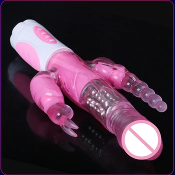 Rabbit Dildo Vibrator Klitoris, Skeden Anal G-Spot Stimulation Penis Massageapparat Voksne Vibrerende sexlegetøj til Kvinde, Par Massage 62721