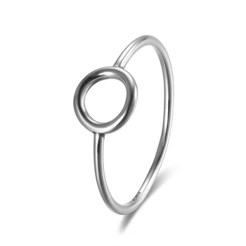 925 Sterling Sølv Ringe Hul Runde Oxideret Fine Smykker Simple Mode Trendy Gave Finger Ring for Kvinder 6319