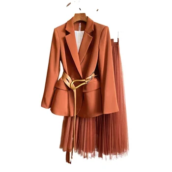 High-end kvalitet kvinders nederdele 2021 spring ny jakke, frakke + halvdelen nederdel to-piece suit 63946