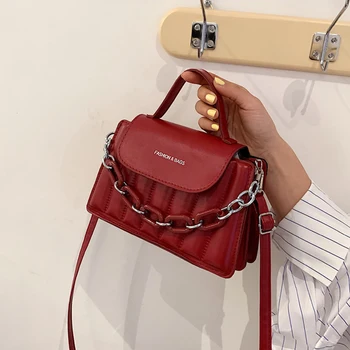 Nye Fashion Designer Håndtasker Lille Skuldertaske Solid Pu Læder Crossbody Tasker Til Kvinder Simpel Kæde Flap Bag 6422