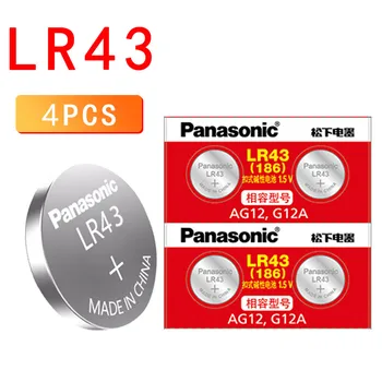 4STK/masse PANASONIC Oprindelige LR43 186 1,5 V Alkaline-Batterier AG12 G12A Knap Celle Batteri, 0%Hg for Lommeregner Fjernbetjening