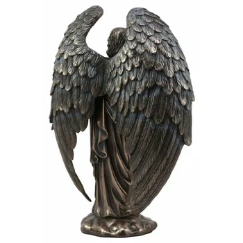 Bronzed Seraphim Seks-vinget Engel, eller skytsengel, Med Sværd Og Slange Store Vinger Engel Statue Harpiks Statuer Hjem Dekoration 68526