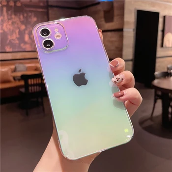 For iPhone-12 11 Pro Max antal Gradient Gennemsigtig Phone Case For iPhone X XR XS Max 7 8 Plus Bumper Hårdt bagcover 69633