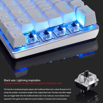 FOSITAN Mekanisk Gaming Tastatur 18 Mode-LED-Baggrundsbelyst USB-Kablet 82 Nøgler Blå/Sort Akse-Tastatur til Bærbar Gamer PC 7051