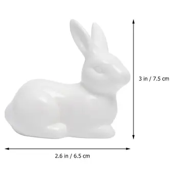 5pcs Hvid Keramik Kaniner Figurer Bunny Skulpturer Kaniner Form, Håndværk, Indretning Dejlige Stationære Ornament Samling Gave 72074