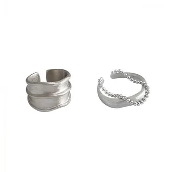 925 Sterling Sølv Bredde Ringe til Kvinder, Nye Mode-Perle-Kæde Kvast Geometriske Håndlavet Part Smykker Gave 7396