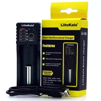 LiitoKala Lii-100 batteri oplader+1stk HK LiitoKala 18650 3500mah Genopladeligt batteri til lommelygte,20A udledning 74119