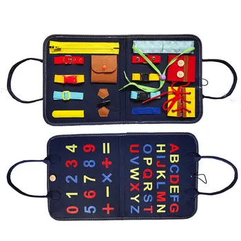 Børn Montessori Travl Bord Pædagogiske Sensorisk Legetøj For At Udvikle Basale Færdigheder, Kjole Alfabet Stave Kognition Spænde Uddannelse 74625