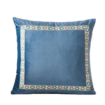 Europa-Suede Vintage Broderet Pillowcover Solid Farve Sofa Dekorativ Pude Sengen Ryglæn Flytbare Vask dekorative 7524