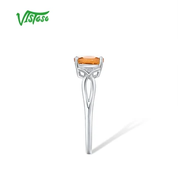 VISTOSO Pure14K 585 Hvid Guld Ring For Kvinder Square Mousserende Citrin Diamant Jubilæum Udsøgte Gaver Klassiske Fine Smykker 7799