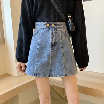 Nederdele Kvinder Plus Størrelse S-5XL Mini-Empire-En-Linje Solid Denim Elegante Kawaii Harajuku Slanke, Smarte Streetwear af Høj Kvalitet for Alle-match 80936