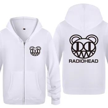 Radiohead Rock Hættetrøjer Mænd Fleece Med Lange Ærmer Og Lynlås, Hætte Jakke Cardigans Vinter Mand Hip Hop Sweatshirt Streetwear Pels 81839