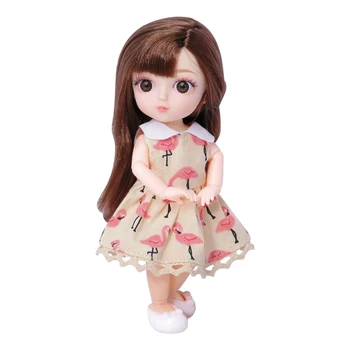 Mini 12 Leddene Baby Doll Long Hair Fashion Kjole Op for BJD Dukker Toy Accs 81909