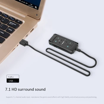 7.1 Bærbare Eksterne USB-lydkort, Hovedtelefoner Usb-3,5 mm 3D-o Headset Mikrofon-3,5 mm Stik til Bærbar PC 8212