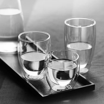 1stk dobbeltvægget Glas Og Kop Te, Juice, Krus Mælk Cafe Kop Varme-resistente Øl Cocktail Briller Cup 82399