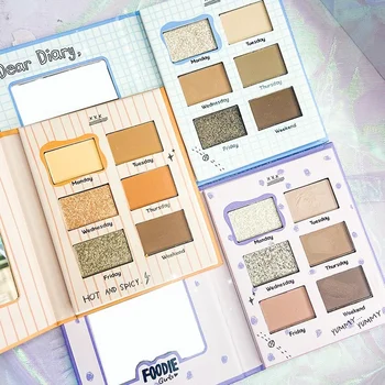 Xiyi Notebook 6-farve Øjenskygge Palette Nemme At Bruge for Begyndere Mat Perle Pailletter Daglige Nude Makeup Naturlig Eye Makeup