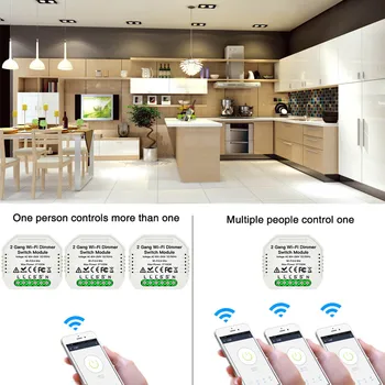 1 / 2 Bande Smart Light Switch DIY WiFi Lysdæmper Modul APP Fjernbetjening 2 Vejs Smart Home Skifte Støtte Intelligent Liv/Tuya 8440