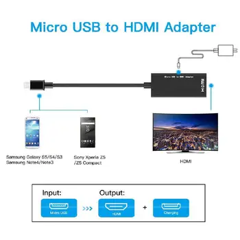 Micro-USB-Mand til Lyd Female Adapter HDTV Adapter HDMI-kompatibelt Kabel til Telefonen, Tablet-TV Understøtter Digital Lyd, HD-Video