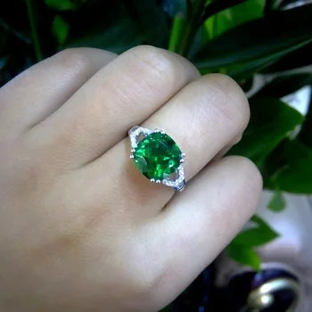 JoiasHome classic silver 925 ring med kvadratisk ruby/smaragd-ædelsten charme kvinder sølv Smykker Engagement Dame Gave størrelse 6-10 8694