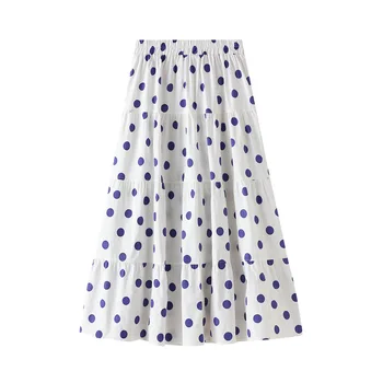 OHRYIYIE Sort / Hvid Mode koreanske Elegante Polka Dot A-Line Nederdel Kvinder 2020 Høj Talje Midi-Lang Nederdel Kvindelige Solen Skole Nederdel