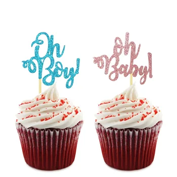 10stk Oh Baby Cupcake Toppers Wild One Glitter Papir Kage, Flag, Vilde den Ene Baby-Boy Fødselsdag Dekoration Kage Udsmykning af Forbrugsstoffer 90701