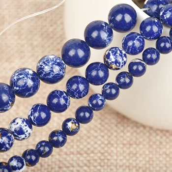 Syntese sten Streng af Løse perler, vedhæng Med en dyb blå Mystik og mørke lilla perle med en 92249